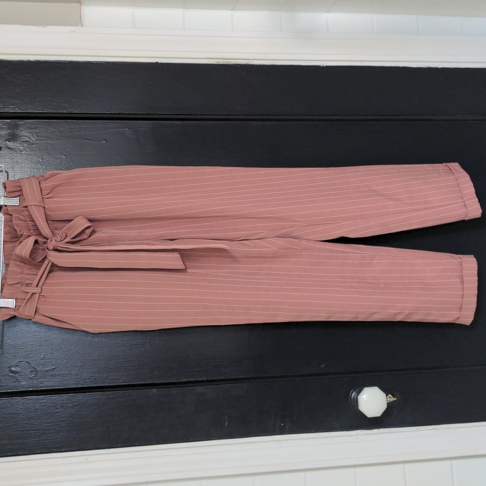 Salmon Pinstripe Lunch Bag Pants - XS